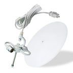 Suspension à brancher 2 lumières, 16 W, bleu ardoise texturé, avec diffuseur et cordon blanc.