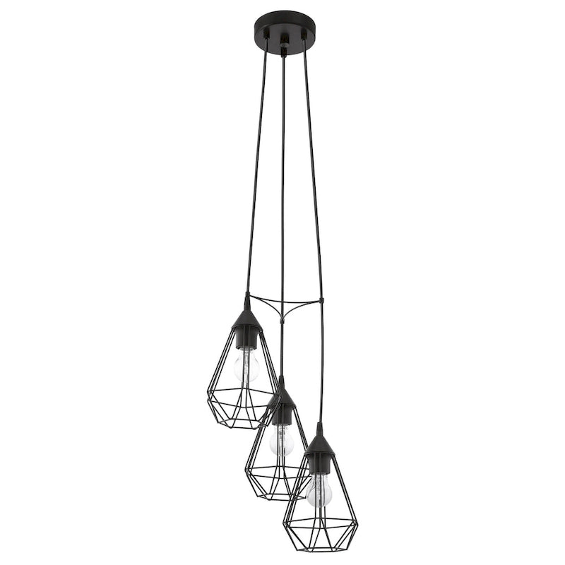 Eglo Tarbes 3-light Matte Black Multi Light Cage Staircase Pendant