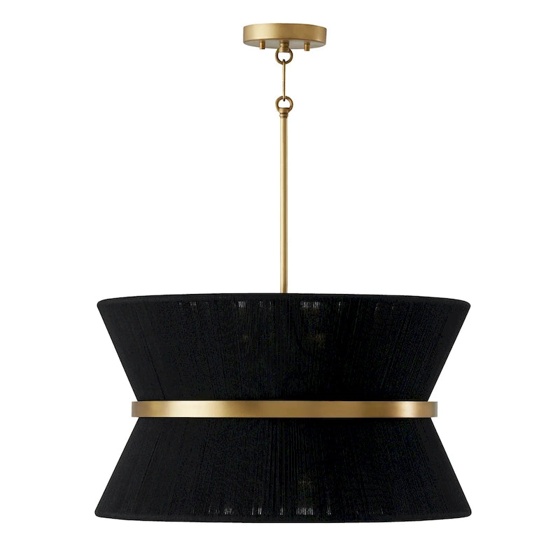 Suspension Cecilia 24,25 à 8 lumières en laiton patiné, cordon conique