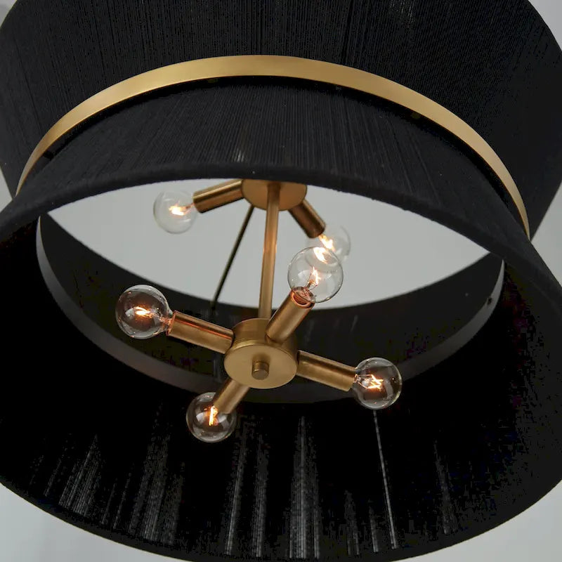 Suspension Cecilia 24,25 à 8 lumières en laiton patiné, cordon conique