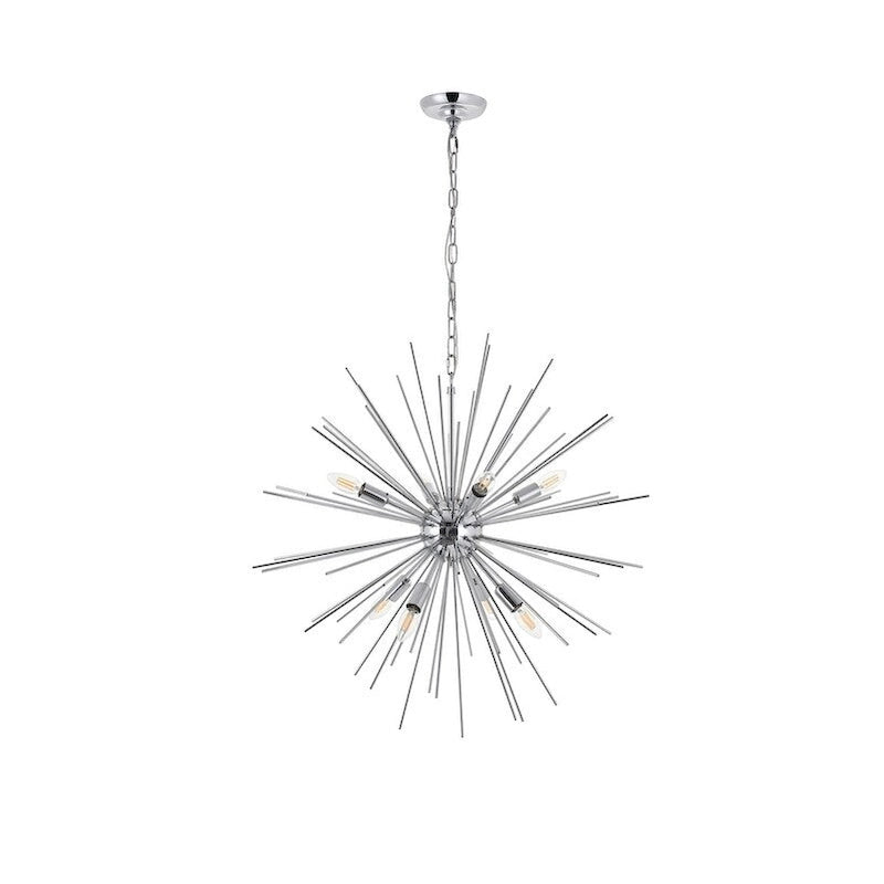 Suspension Timber 8 lumières chromée