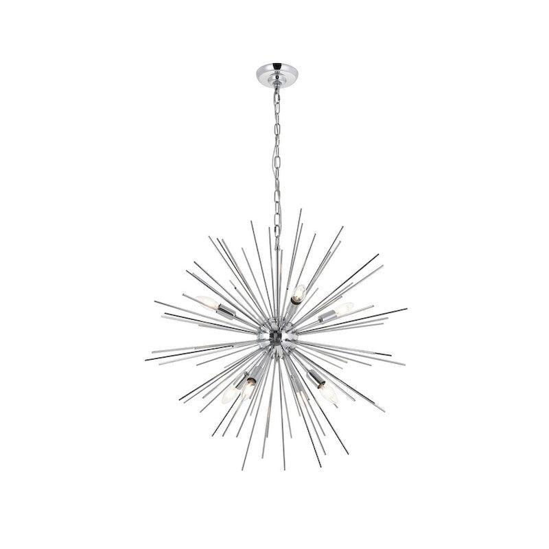 Suspension Timber 8 lumières chromée