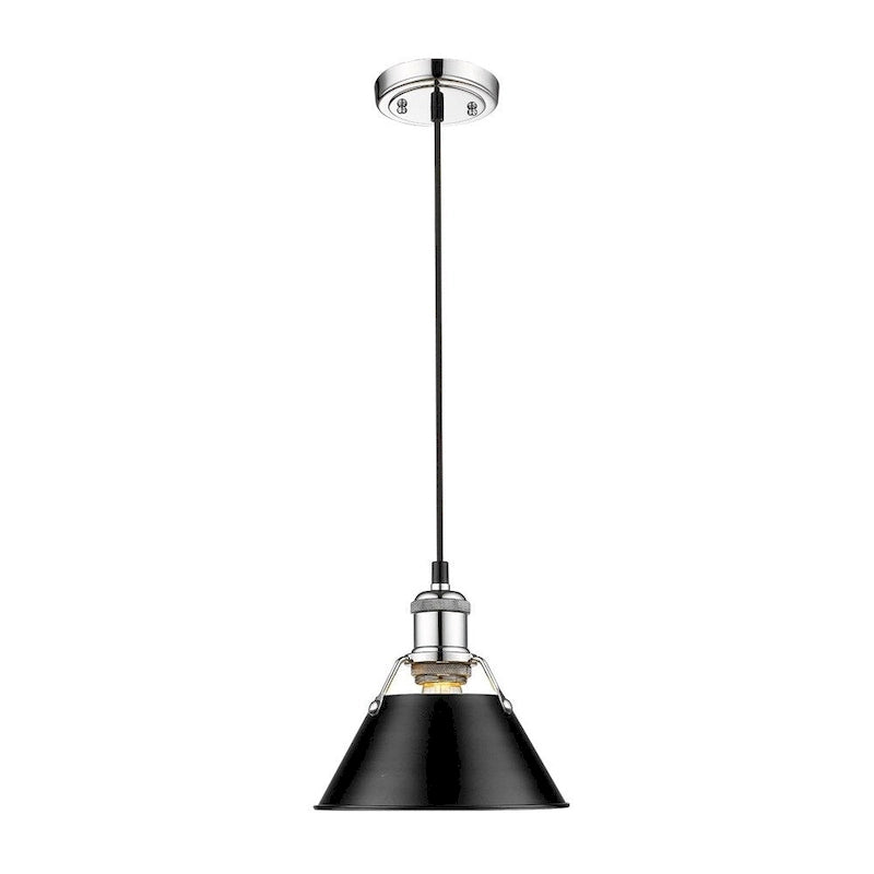 Orwell CH Mini Pendant - 7  in Chrome with Black Shade
