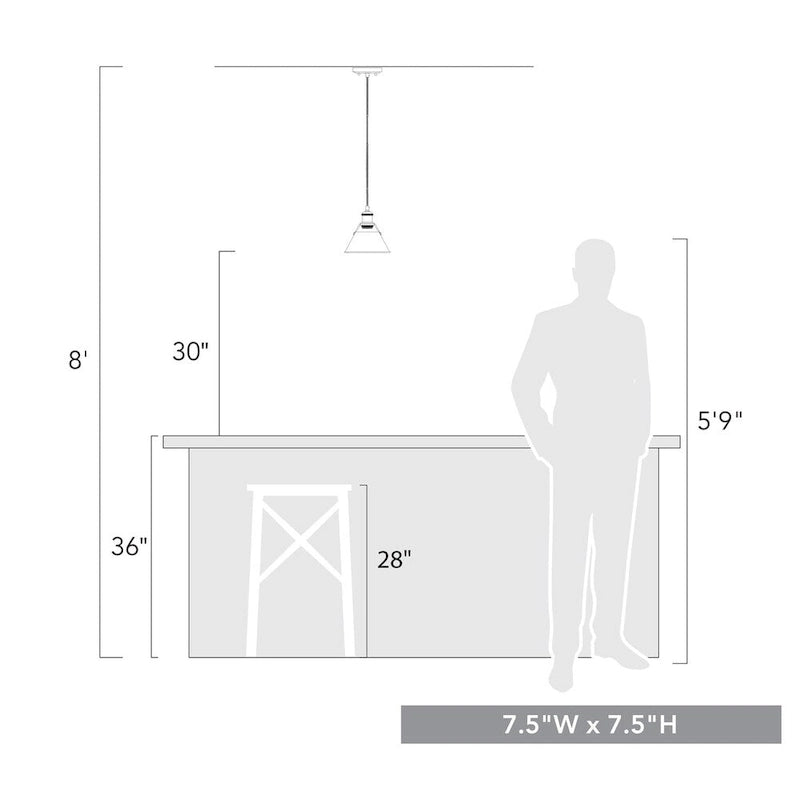 Suspension Orwell CH Mini - 18 cm, chromée avec abat-jour noir