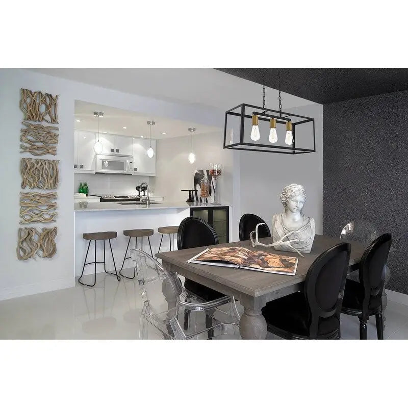 Suspension Resolute 3 lumières noire