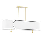 Mitzi by Hudson Valley Zara, 5 lampes, îlot de lumière, blanc avec bordure noire, lin belge