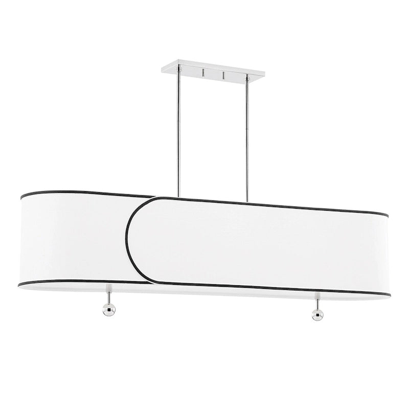 Mitzi by Hudson Valley Zara, 5 lampes, îlot de lumière, blanc avec bordure noire, lin belge