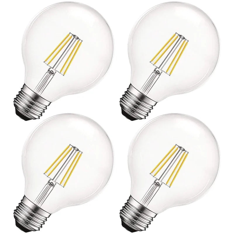 Luxrite Vintage G25 LED Globe Light Bulbs 60W Equivalent, 550 Lumens, Dimmable, Clear Glass, E26 Standard Base (4 Pack)