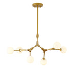 6 Light Gold Iron Pendant Lighting With White Glass Shade