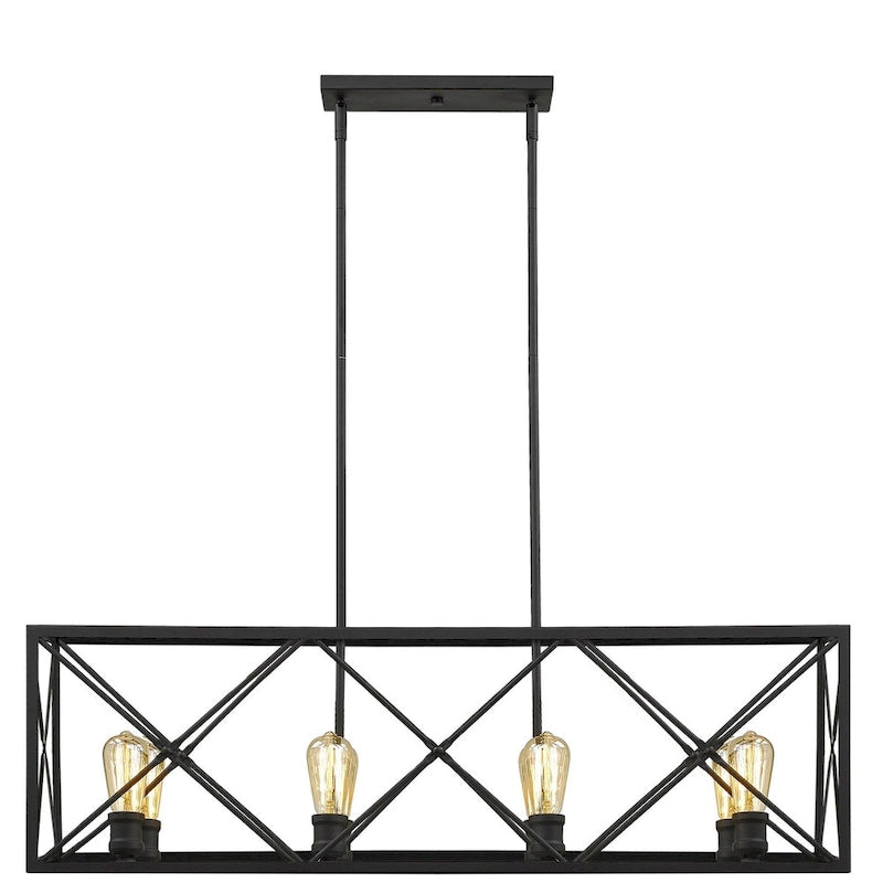 Suspension îlot Brooklyn à 8 lumières, noir mat