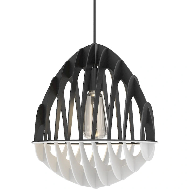 Volume Lighting 1-Light Black with White Indoor Mini Pendant - Black and White