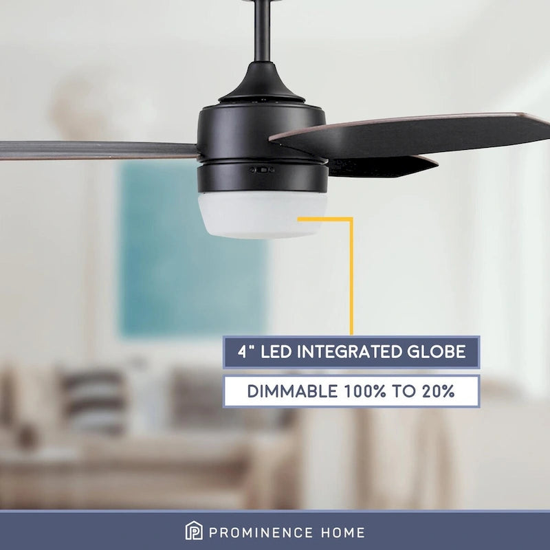 Ventilateur de plafond intelligent d'intérieur moderne 52 Prominence Home Enoki IO, noir mat