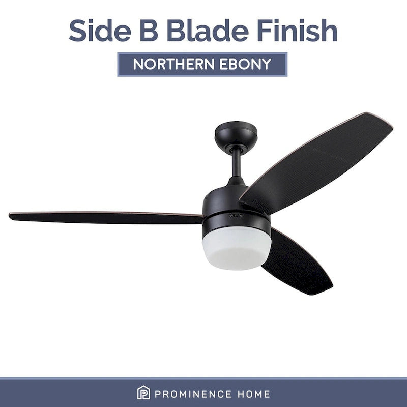 Ventilateur de plafond intelligent d'intérieur moderne 52 Prominence Home Enoki IO, noir mat