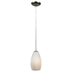 Suspension Access Lighting en acier champagne avec cordon LED et abat-jour en pierre blanche