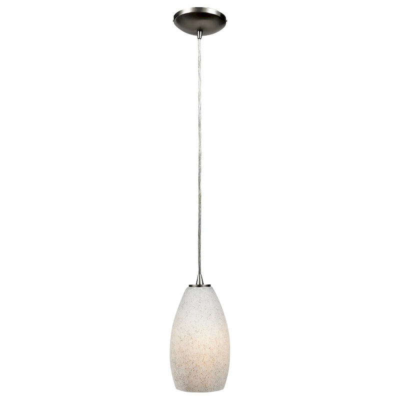 Suspension Access Lighting en acier champagne avec cordon LED et abat-jour en pierre blanche