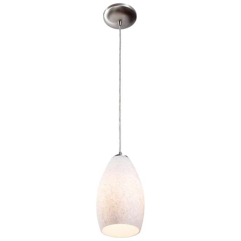 Suspension Access Lighting en acier champagne avec cordon LED et abat-jour en pierre blanche