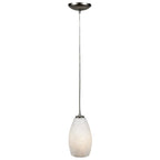 Suspension Access Lighting en acier champagne avec cordon LED et abat-jour en pierre blanche