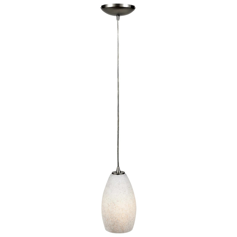 Suspension Access Lighting en acier champagne avec cordon LED et abat-jour en pierre blanche