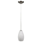 Suspension Access Lighting en acier champagne avec cordon LED et abat-jour en pierre blanche