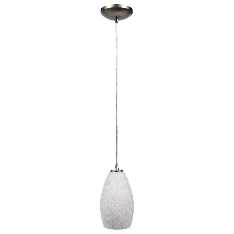 Suspension Access Lighting en acier champagne avec cordon LED et abat-jour en pierre blanche
