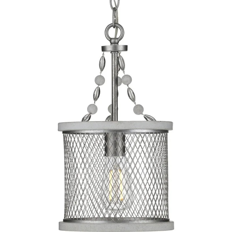 Austelle Collection One-Light Galvanized Finish Farmhouse Pendant Light - 14.570  x 11.420  x 11.420 