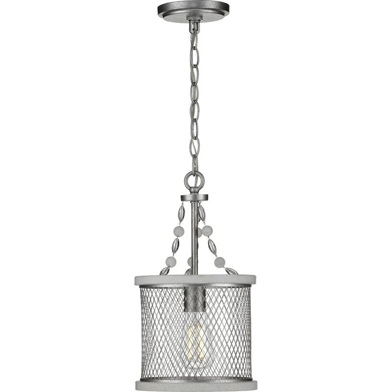 Suspension Austelle Collection à une lumière, finition galvanisée, style ferme - 14,570 x 11,420 x 11,420