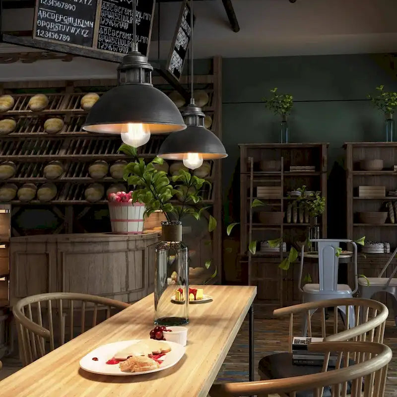 Suspension décorative Gray Barn Farmhouse à une lumière, style industriel, pour îlot central - D9 x H7,3