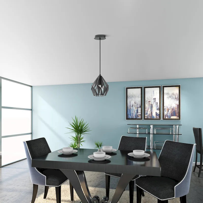 Suspension géométrique Eglo Carlton 3 noire et argentée à 1 lumière