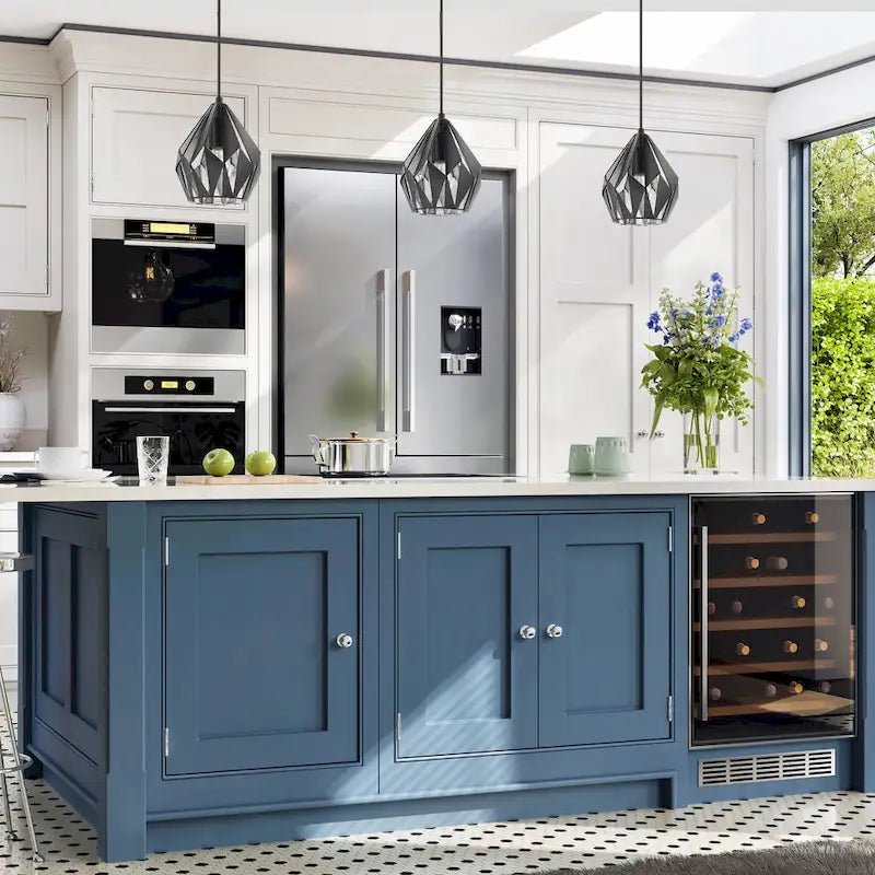 Suspension géométrique Eglo Carlton 3 noire et argentée à 1 lumière