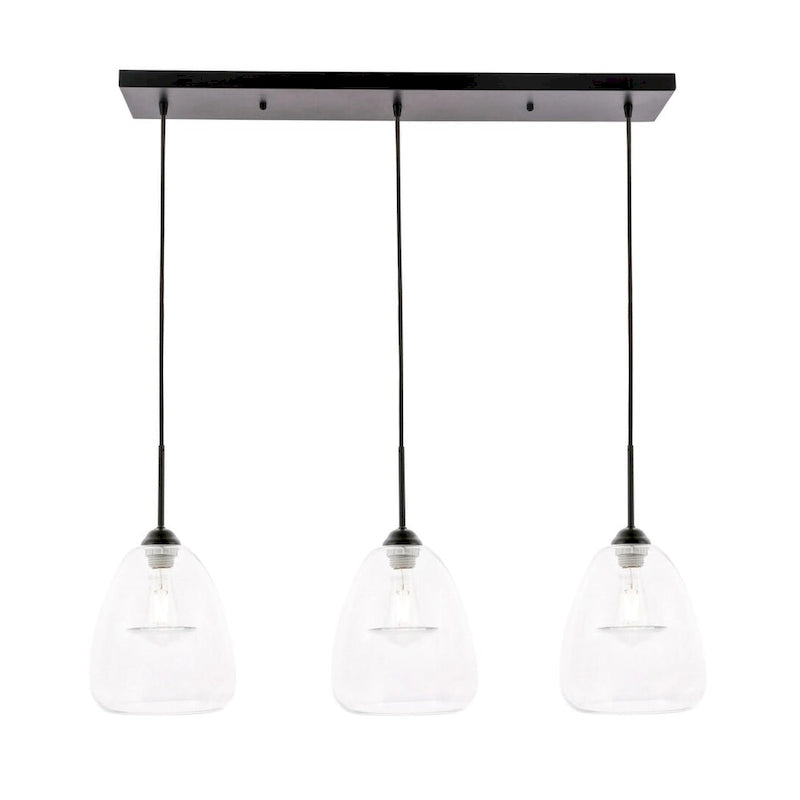 Elise 36-Inch 3-Light Clear Pendant - Black