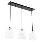 Suspension Elise 36 pouces à 3 lumières transparentes - Noire