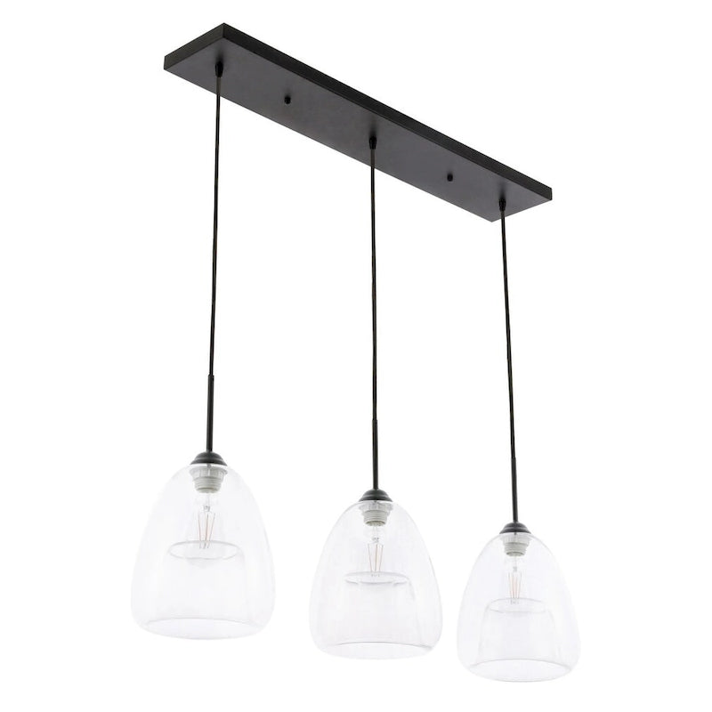 Suspension Elise 36 pouces à 3 lumières transparentes - Noire