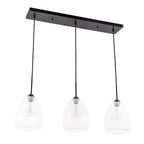 Suspension Elise 36 pouces à 3 lumières transparentes - Noire