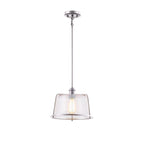 Suspension Revere 16 à une lumière avec abat-jour en verre bullé