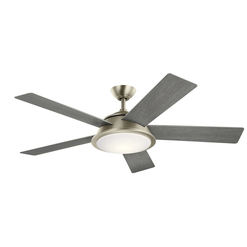 Kichler Verdi 56 Inch LED Ceiling Fan Brushed Nickel with Silver and Driftwood Blades