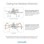 Ventilateur de plafond Kichler Verdi 56 pouces à DEL, finition nickel brossé, pales argentées et bois flotté