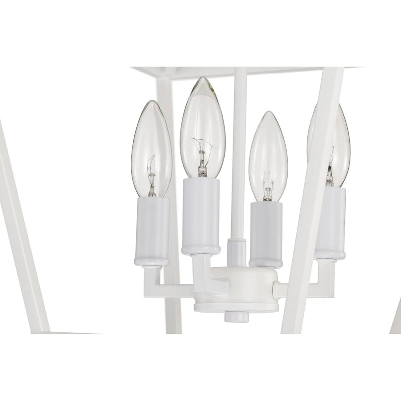 Suspension Renzo 12 po à 4 lumières, style ferme, blanche, avec abat-jour en métal ajouré - Non disponible