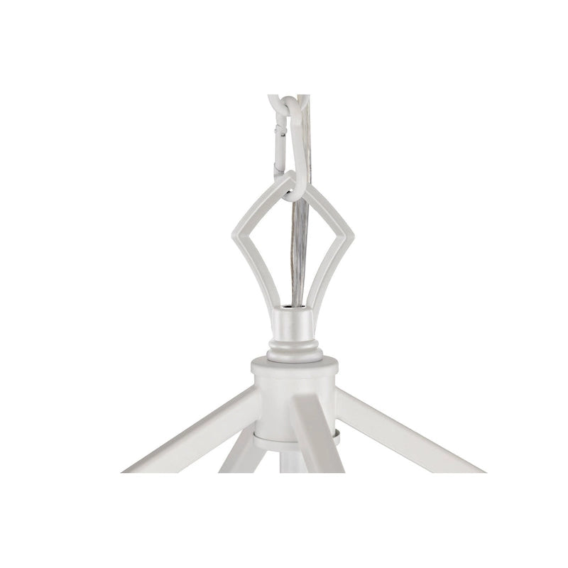 Suspension Renzo 12 po à 4 lumières, style ferme, blanche, avec abat-jour en métal ajouré - Non disponible