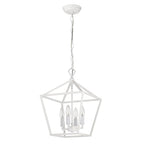 Suspension Renzo 12 po à 4 lumières, style ferme, blanche, avec abat-jour en métal ajouré - Non disponible