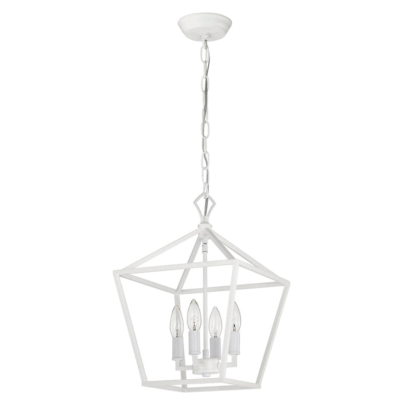 Suspension Renzo 12 po à 4 lumières, style ferme, blanche, avec abat-jour en métal ajouré - Non disponible