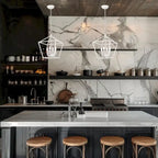 Suspension Renzo 12 po à 4 lumières, style ferme, blanche, avec abat-jour en métal ajouré - Non disponible