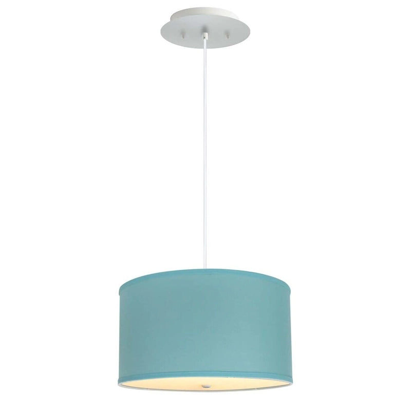 Suspension 16 W à 2 lumières Island Paradise, abat-jour tambour en lin avec diffuseur, cordon blanc