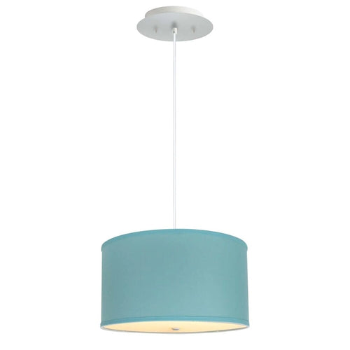 16  W 2 Light Pendant Island Paradise Linen Drum Shade with Diffuser, White Cord