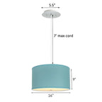 Suspension 16 W à 2 lumières Island Paradise, abat-jour tambour en lin avec diffuseur, cordon blanc