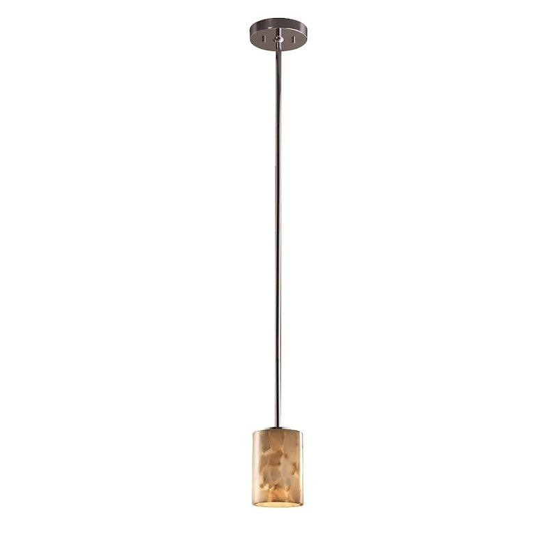 Justice Design Alabaster Rocks 1-light Brushed Nickel Mini Pendant, Rigit Stem Kit