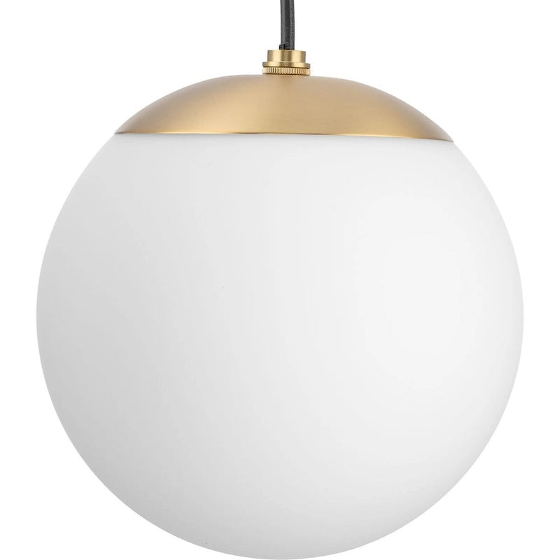 Atwell Collection Brushed Bronze and Opal Glass Globe Small Hanging Pendant Light - 8 in x 8 in x 8.5 in