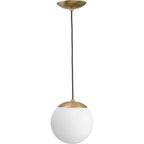 Suspension Atwell Collection en bronze brossé et globe en verre opale, petit modèle - 20,3 cm x 20,3 cm x 21,6 cm