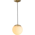Suspension Atwell Collection en bronze brossé et globe en verre opale, petit modèle - 20,3 cm x 20,3 cm x 21,6 cm