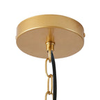 Suspension lanterne géométrique vintage dorée à 4 lumières en fer plat