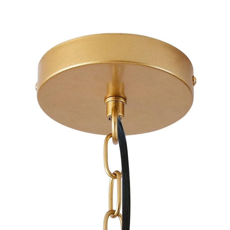 Suspension lanterne géométrique vintage dorée à 4 lumières en fer plat